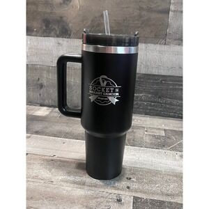 Snap-on Socket to Breast Cancer Matte Black 40oz Insulated Tumbler Mug w/ Handle